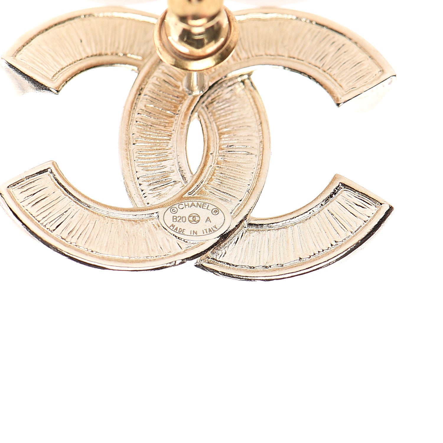 Chanel Crystal Pearl Chain Mania CC Earrings Gold 4 of 5