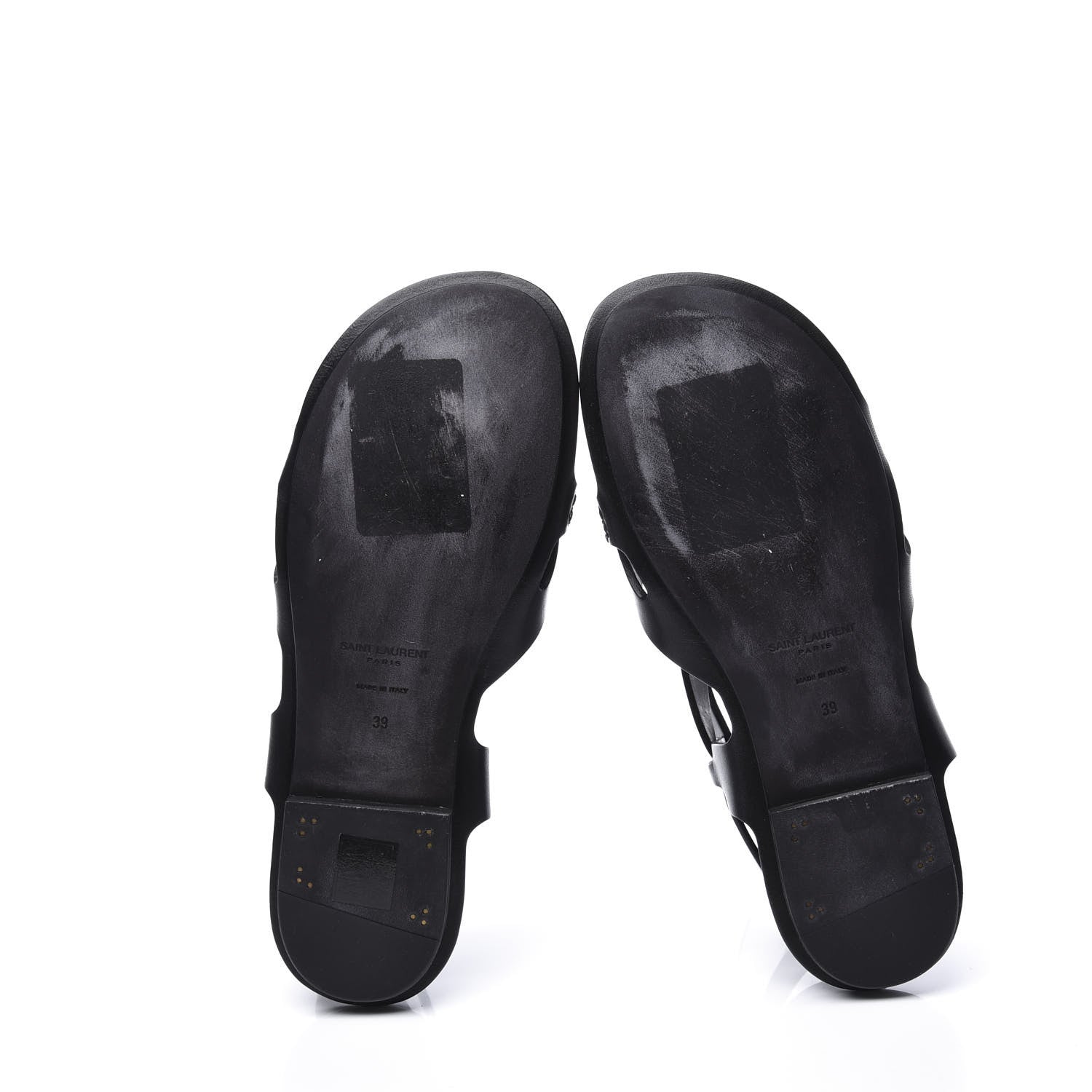 Saint Laurent Calfskin Culver Flat Sandals 39 Black 6 of 10