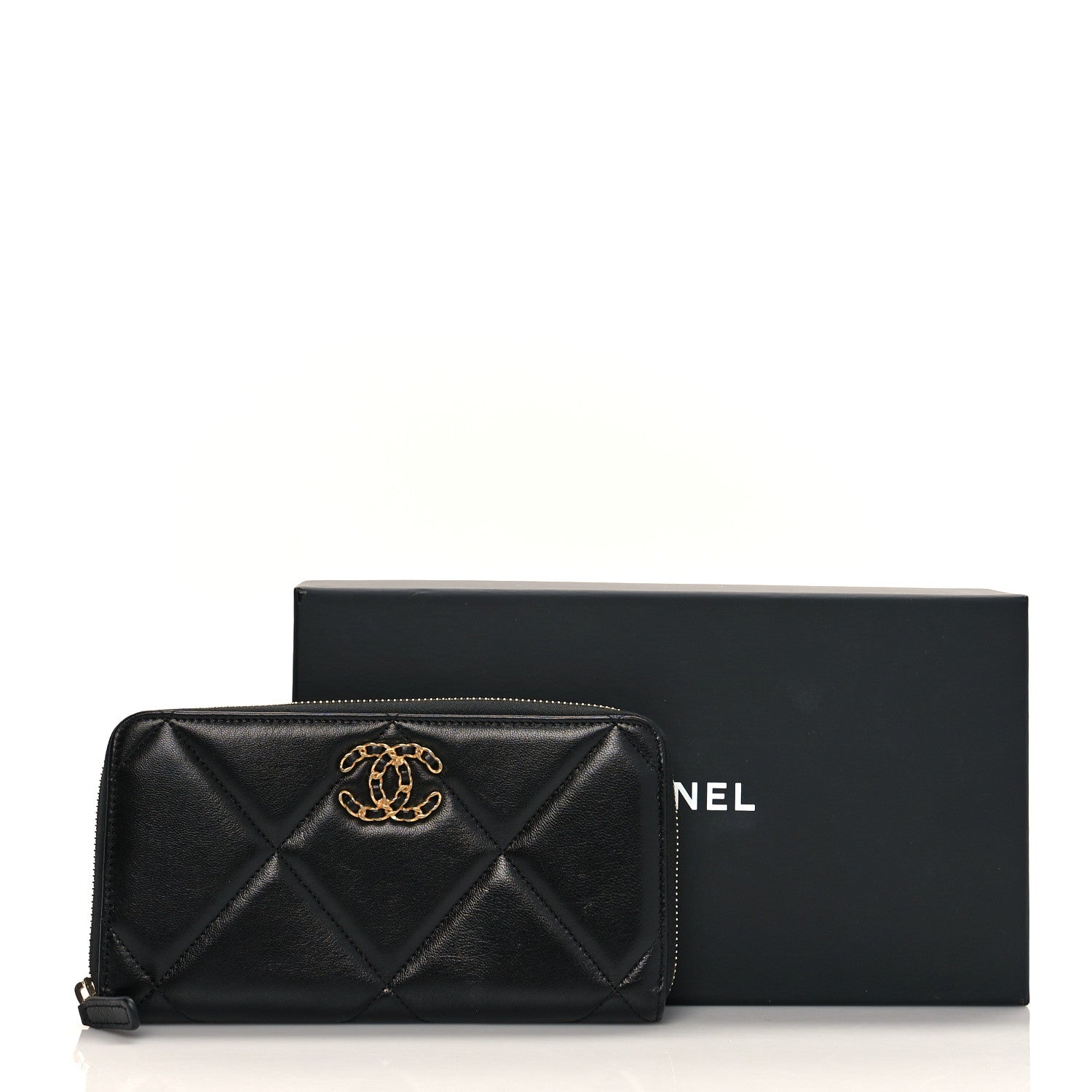 Chanel Lambskin Quilted Chanel 19 Long Zipped Around Wallet Black 13 of 13