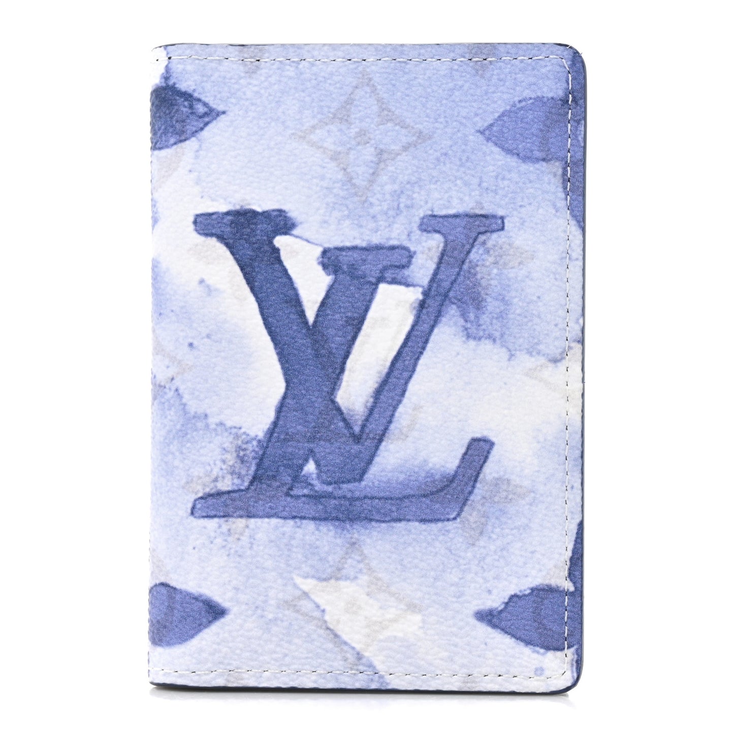 Monogram Watercolor Pocket Organizer Blue