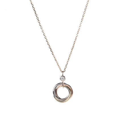 Cartier 18K Pink Yellow White Gold Diamond Trinity Pendant Necklace 4 of 5