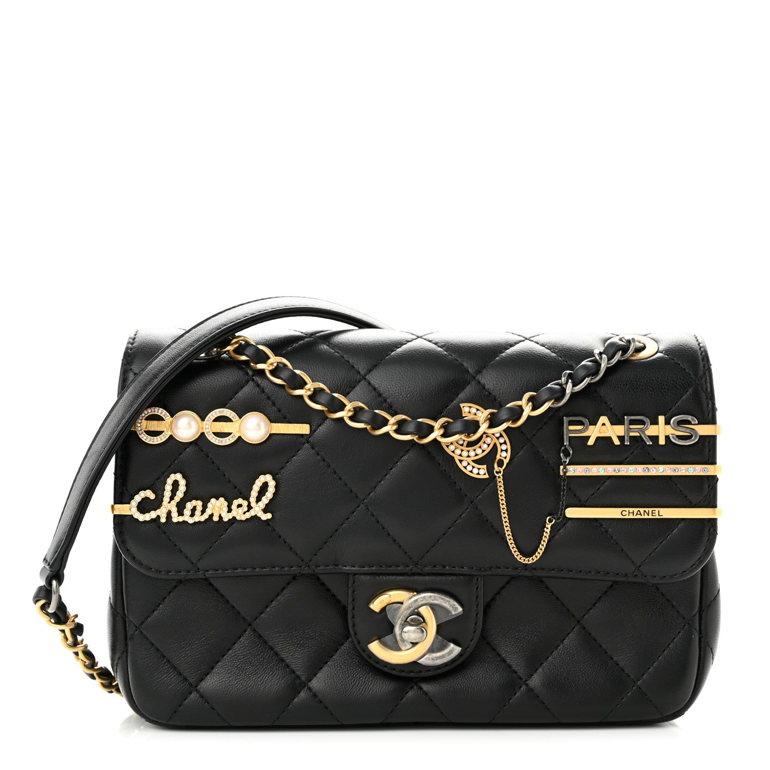 Chanel Lambskin Quilted Small Coco Clips Single Flap Black 1 of 11