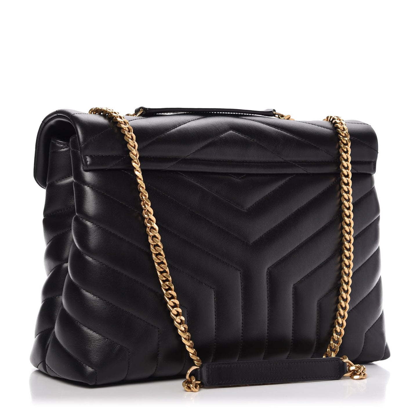 Calfskin Y Quilted Monogram Medium Loulou Chain Satchel Black