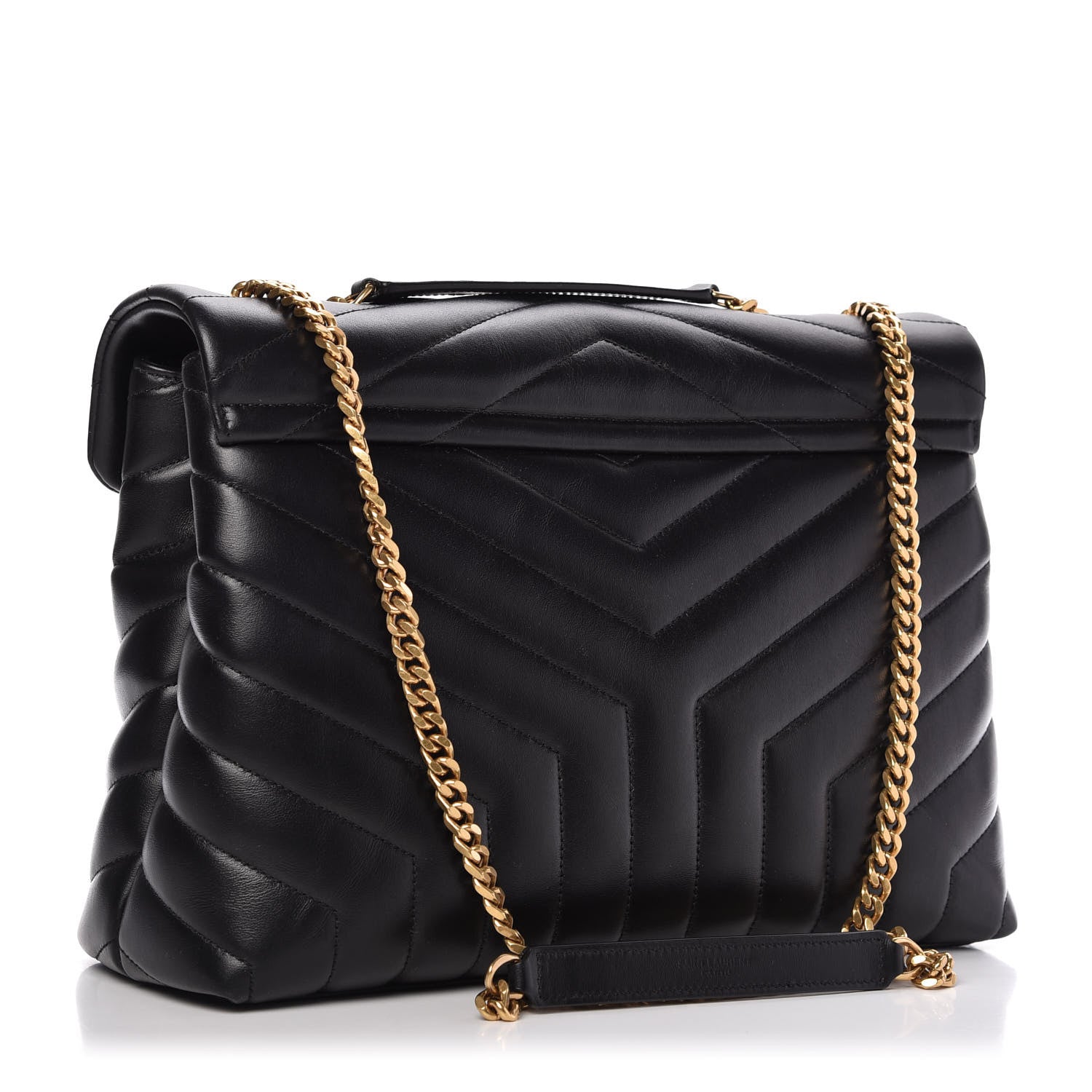 Saint Laurent Calfskin Y Quilted Monogram Medium Loulou Chain Satchel Black 3 of 9