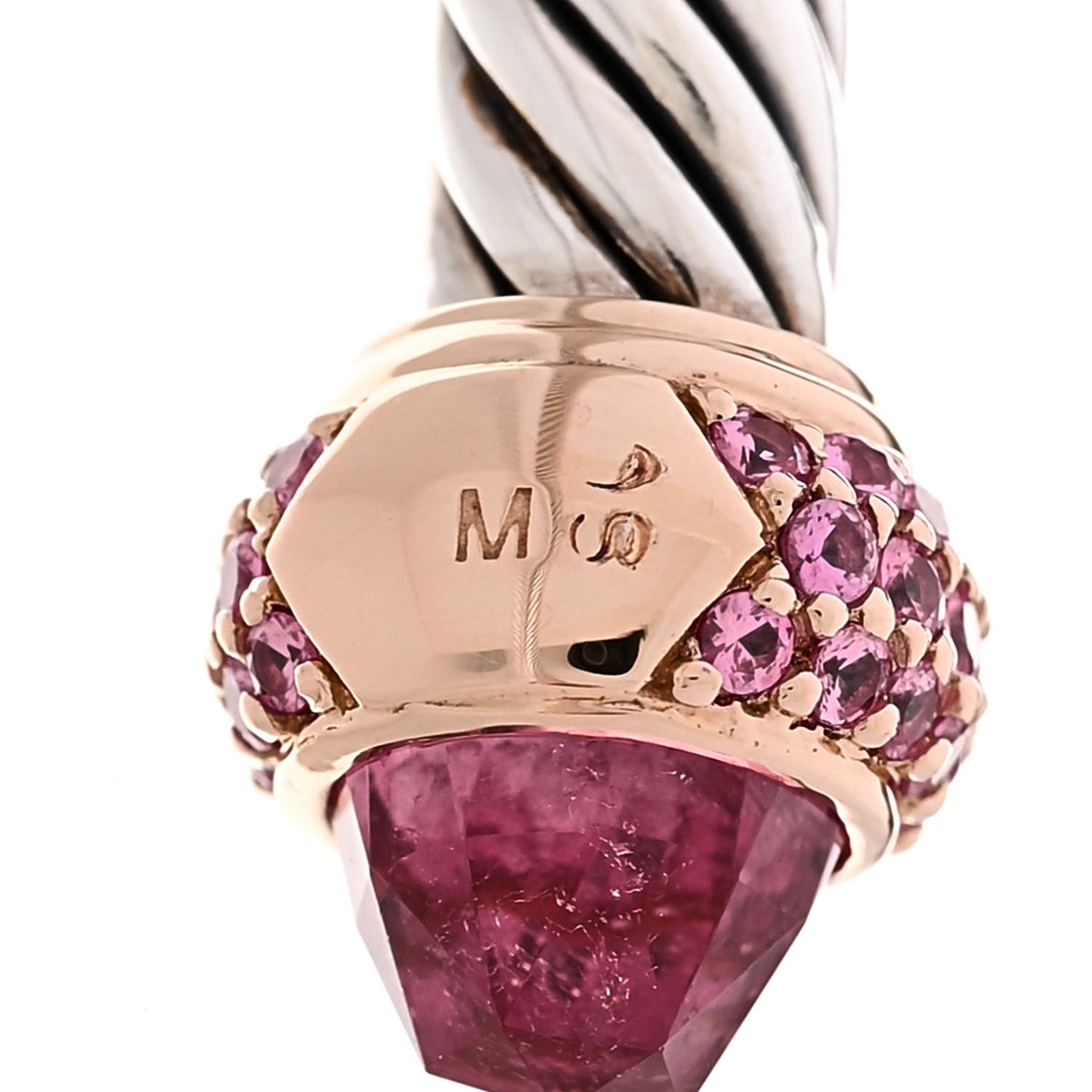 DAVID YURMAN Sterling Silver 18K Rose Gold Pink Tourmaline Pink Sapphire 5mm Cable Classics Bracelet