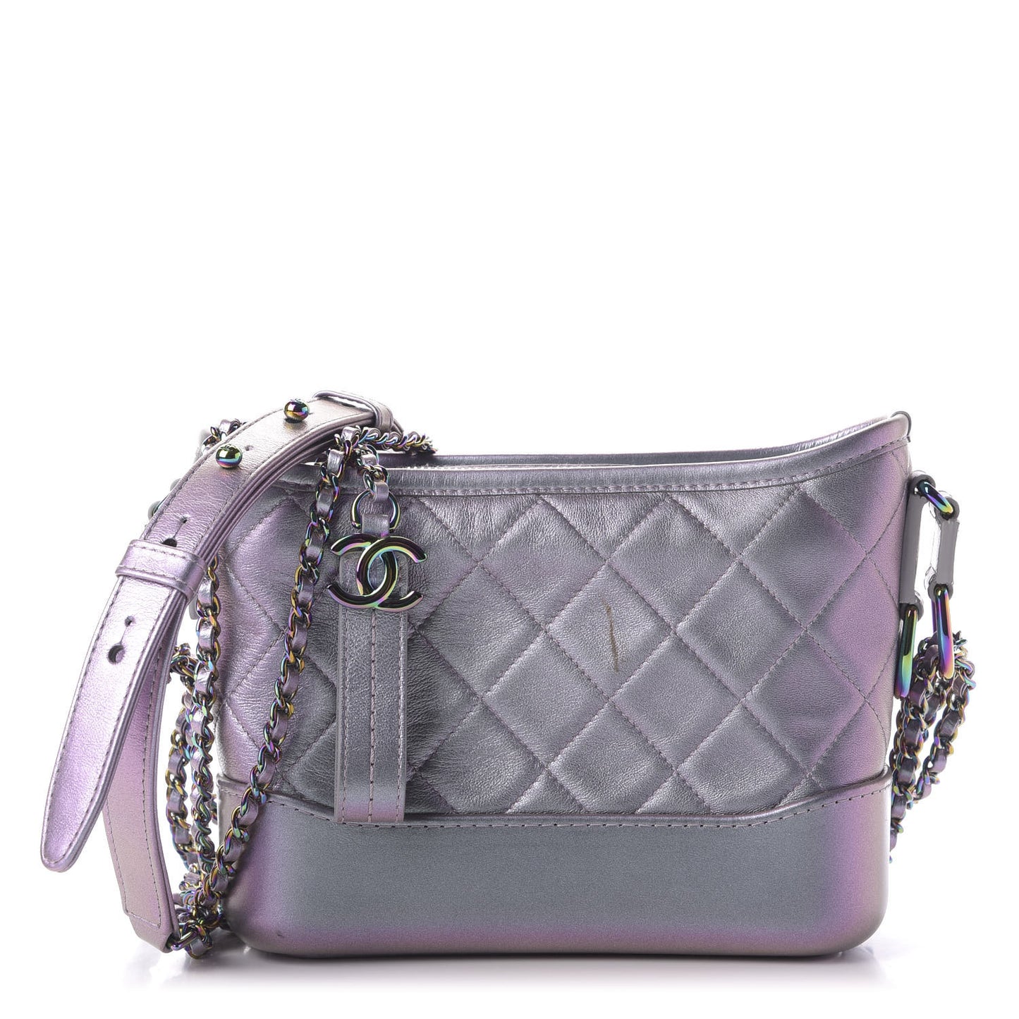 Iridescent Lambskin Calfskin Quilted Small Gabrielle Hobo Light Purple