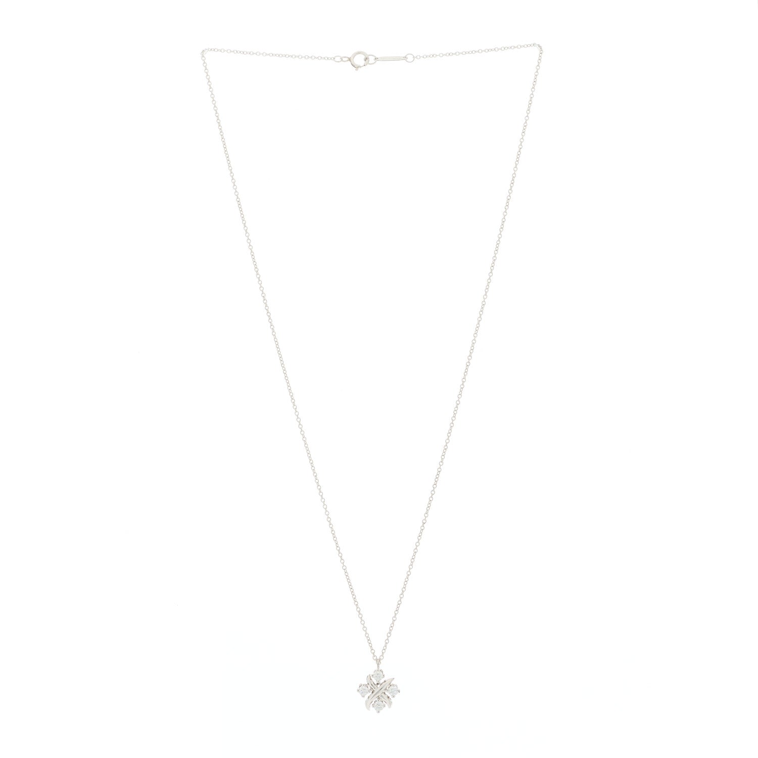 Tiffany Platinum Diamond Schlumberger Lynn Pendant Necklace 2 of 5