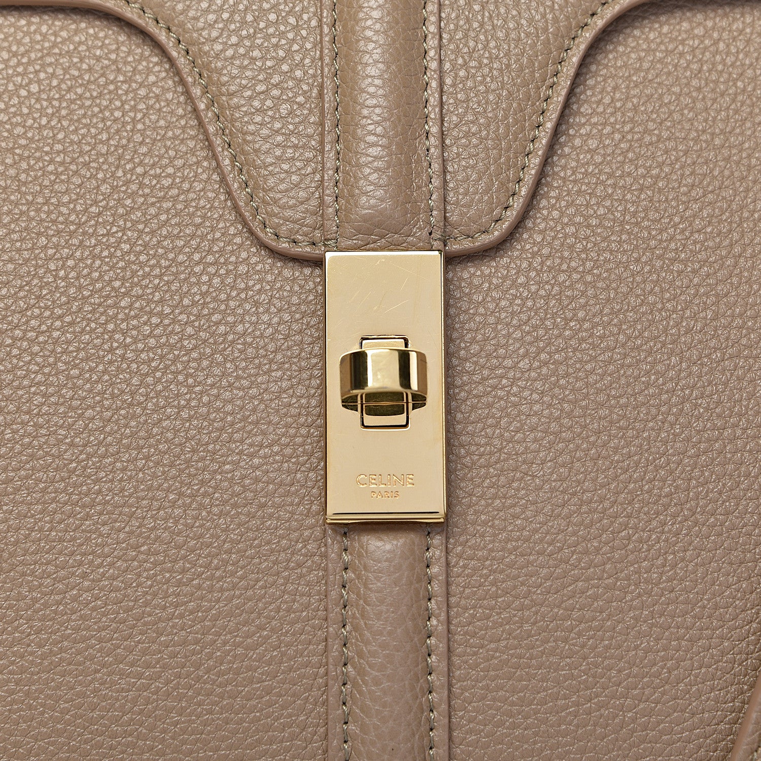 Celine Grained Calfskin Classique 16 Top Handle Bag Beige 11 of 11