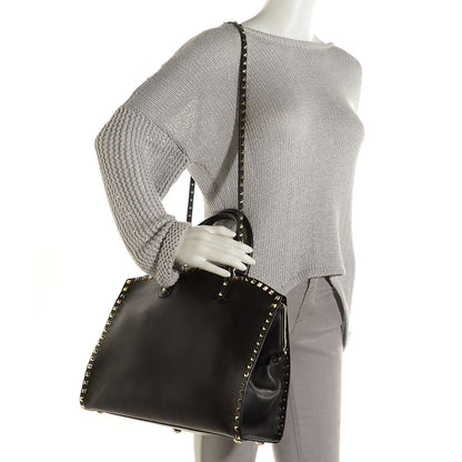 Valentino Garavani Vitello Rockstud Dome Shopper Black 2 of 15