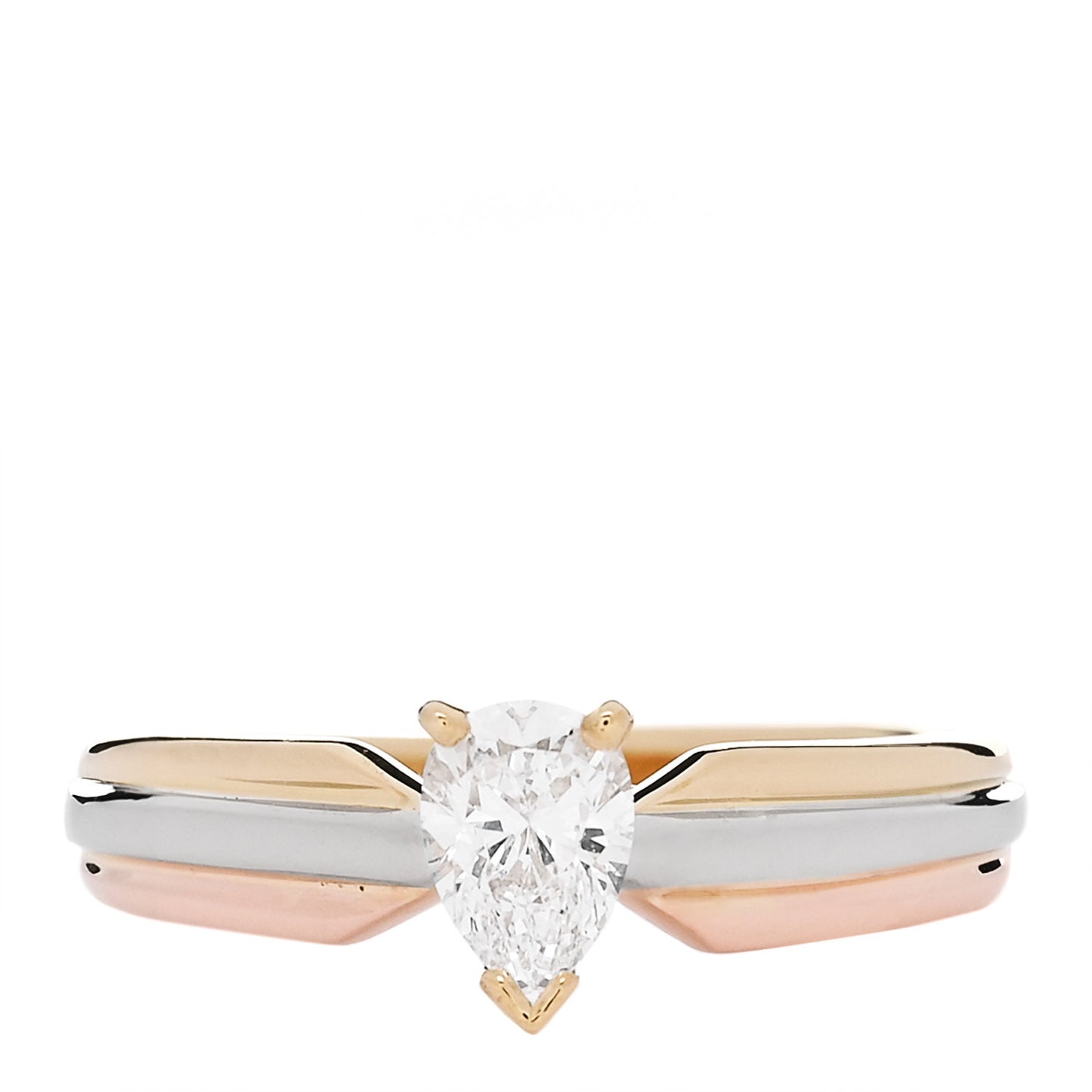 18K Pink Yellow White Gold Diamond .36ct Pear Cut Trinity Engagement Ring