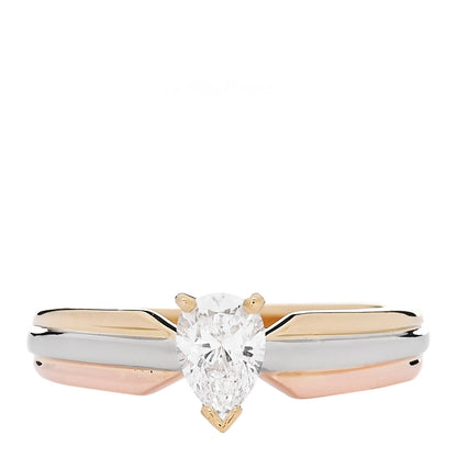 Cartier 18K Pink Yellow White Gold Diamond .36ct Pear Cut Trinity Engagement Ring 1 of 7