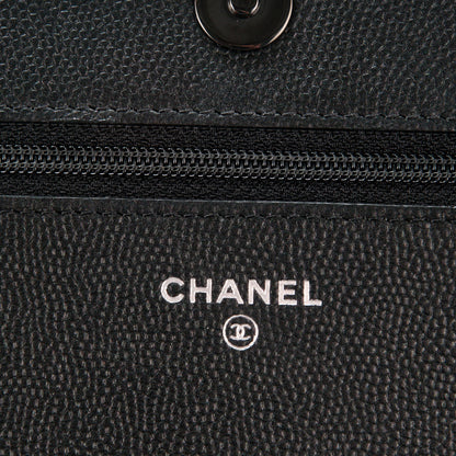 Chanel Caviar Quilted Boy Wallet On Chain WOC So Black 6 of 8