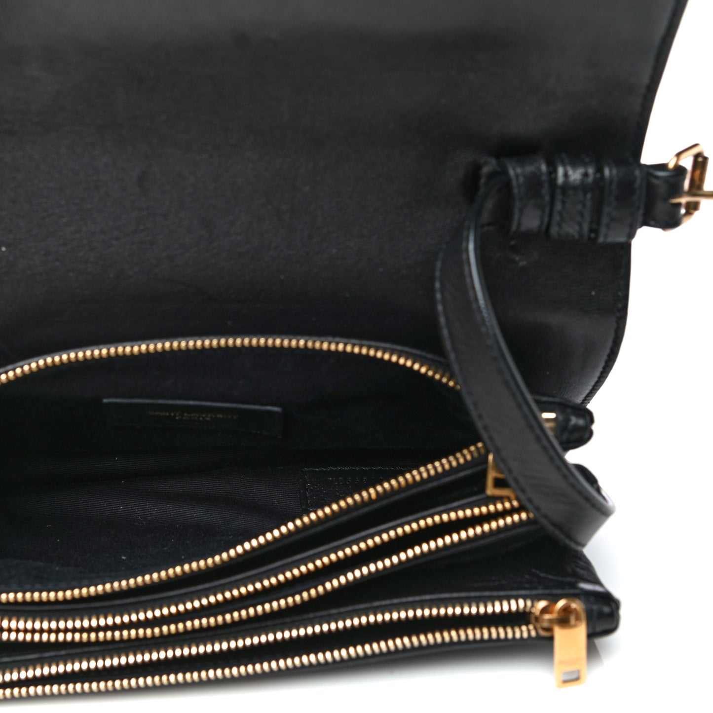 Lambskin Diamond Quilted Monogram Angie Chain Bag Black