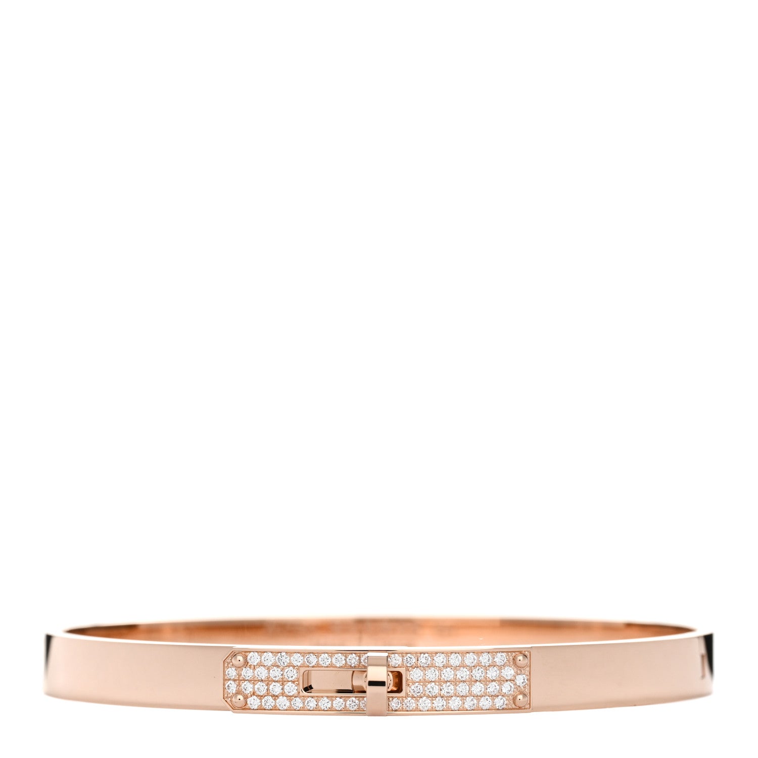 Hermes 18K Rose Gold Diamond PM Kelly Pave Bracelet SH 1 of 4