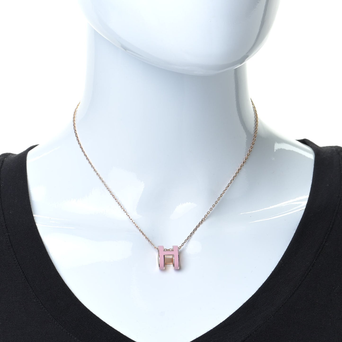 Lacquered Rose Gold Pop H Pendant Necklace Rose Dragee