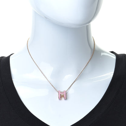 Hermes Lacquered Rose Gold Pop H Pendant Necklace Rose Dragee 2 of 6