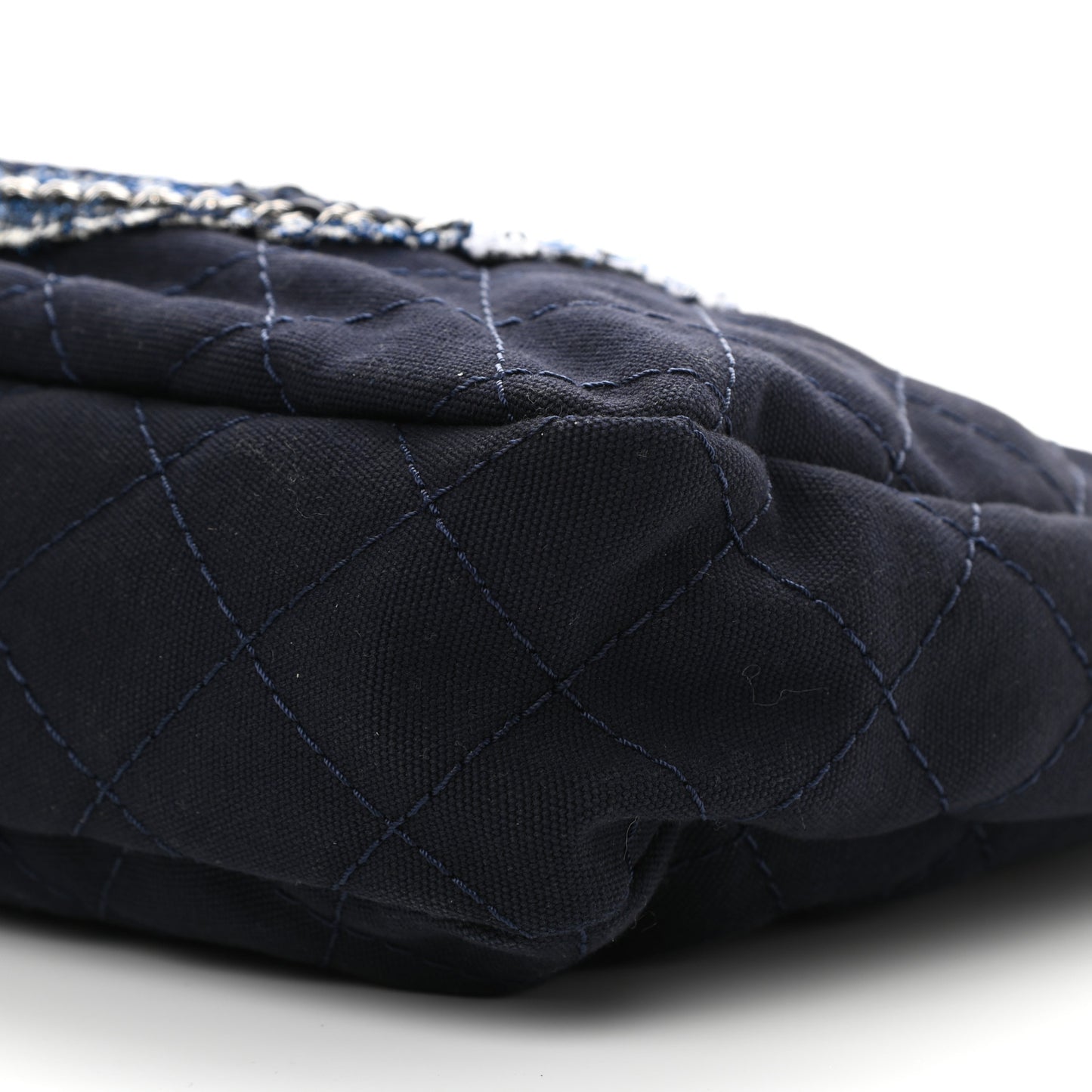 Canvas Quilted La Pausa Large Shopping Tote Navy