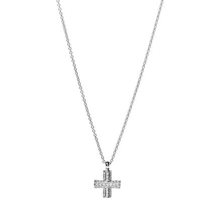 Bulgari 18K White Gold Diamond Cross Pendant Necklace 1 of 4
