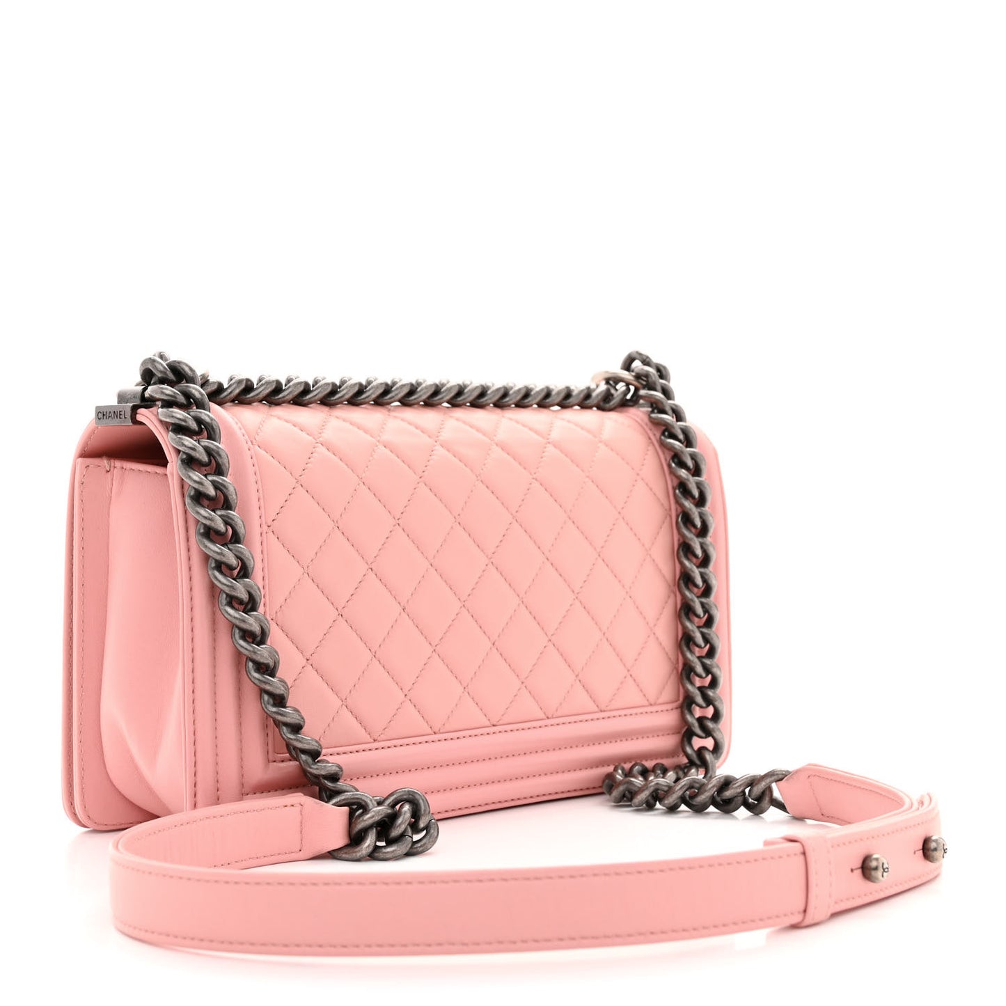 Lambskin Quilted Medium Boy Flap Light Pink