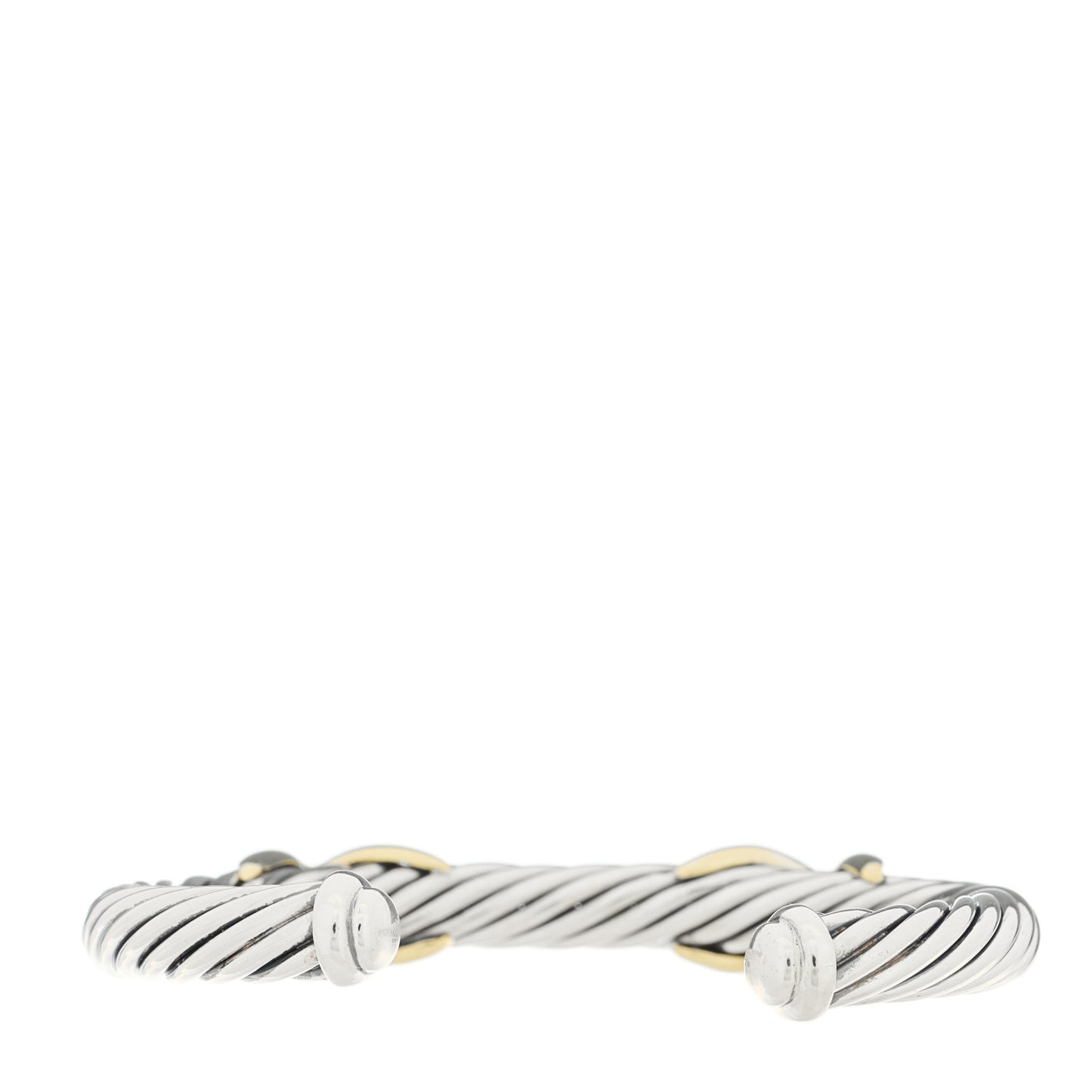 Sterling Silver 14K Yellow Gold 7mm X Double Station Cable Bracelet