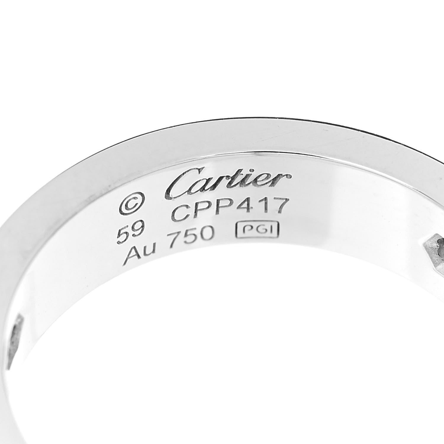 Cartier 18K White Gold 3 Diamond 5.5mm LOVE Ring 59 8.75 4 of 5