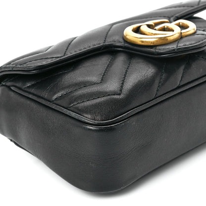 Gucci Calfskin Matelasse Super Mini GG Marmont Shoulder Bag Black 10 of 12