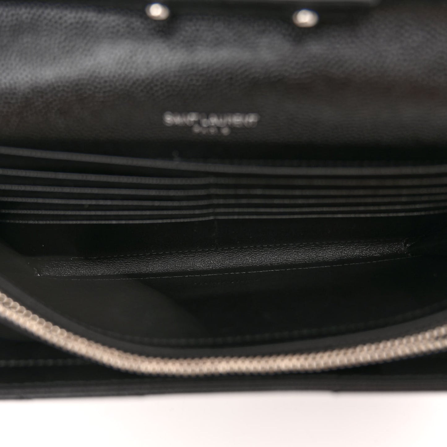 Grain De Poudre Matelasse Chevron Monogram Chain Wallet Black