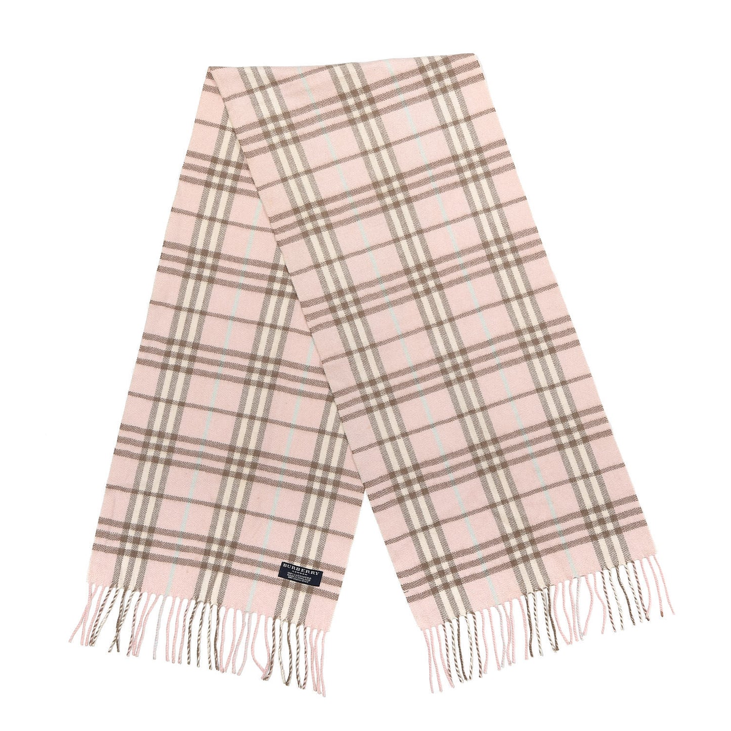 Cashmere Check Fringe Scarf Pink