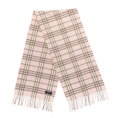 Burberry Cashmere Check Fringe Scarf Pink 2 of 3
