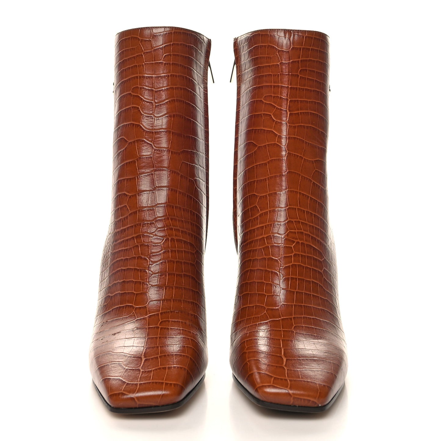 Calfskin Crocodile Embossed Minori Booties 40 Cuoio