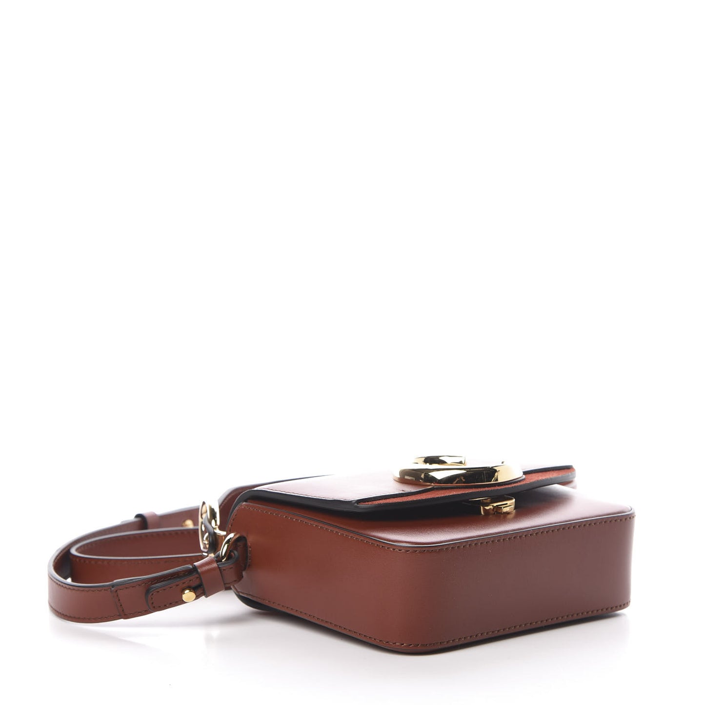 Shiny Calfskin Suede Mini C Bag Sepia Brown