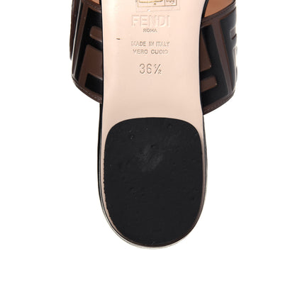 Fendi Vitello FF Embossed Buckle Flat Mules 36.5 Maya Black 10 of 13