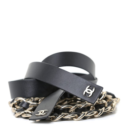 Chanel Lambskin Chain CC Bow Belt M Black Gold 2 of 4