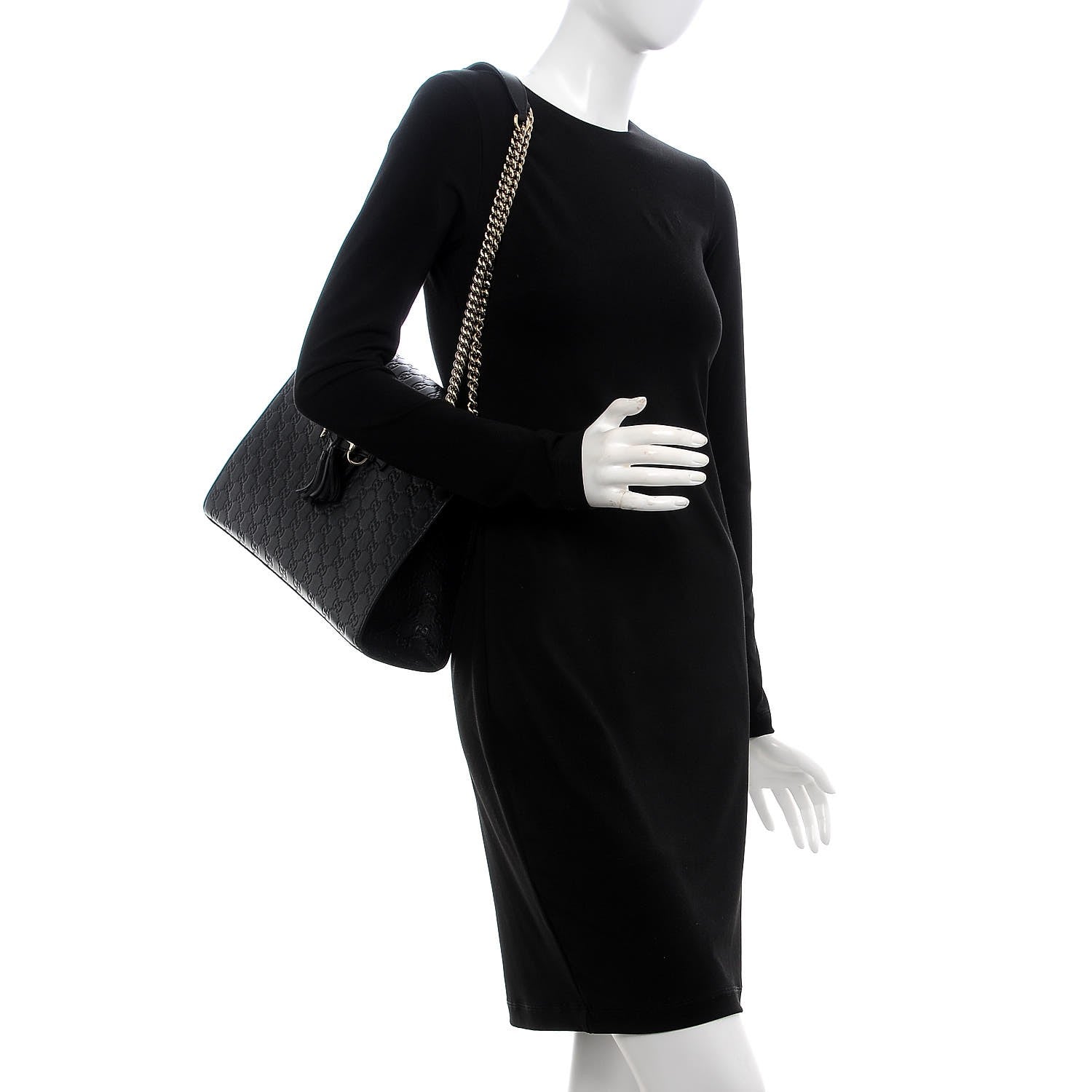 Gucci Guccissima Large Emily Chain Shoulder Bag Black 2 of 8