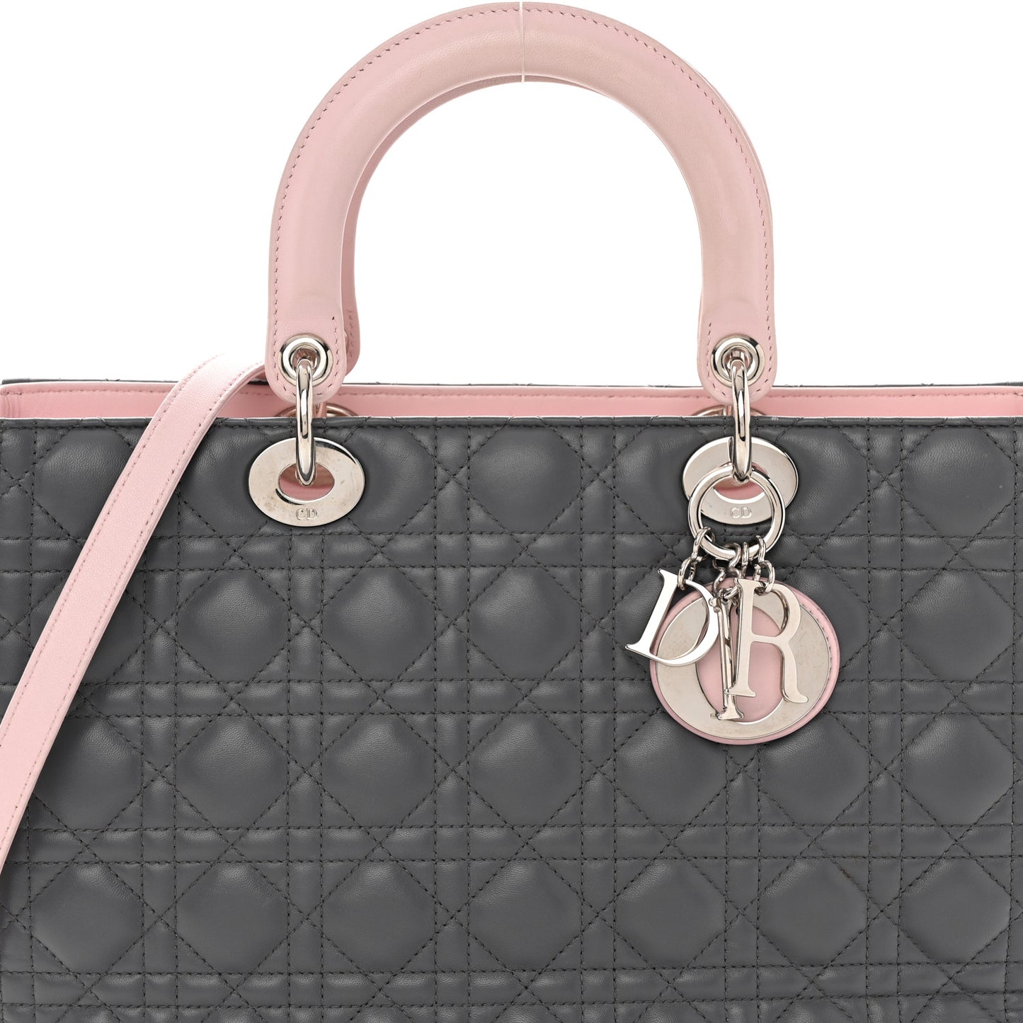 Lambskin Cannage Large Tri-Color Lady Dior Grey Blue Pink