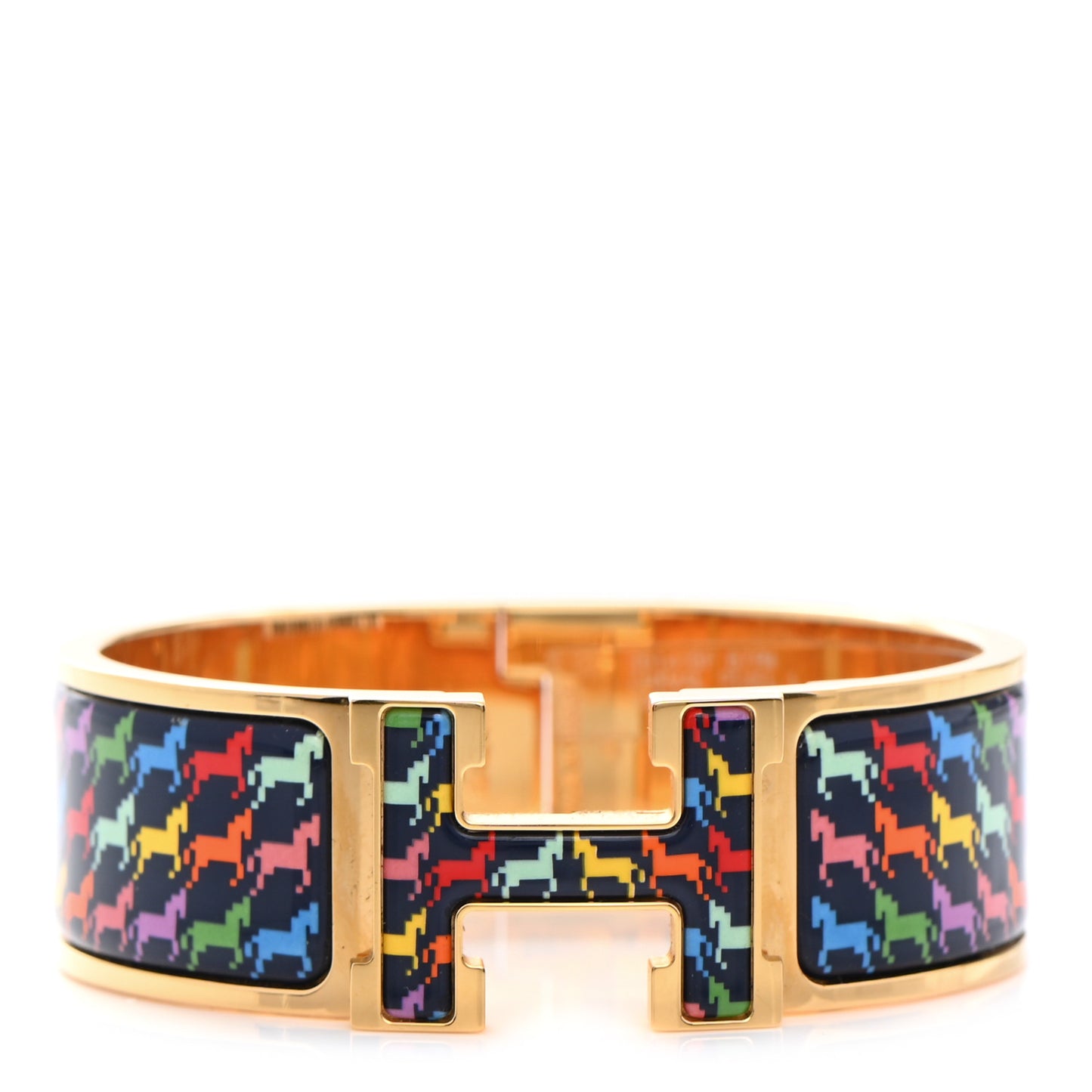 Enamel Cheval Pixel Narrow Clic Clac H Bracelet PM Indigo Multicolor