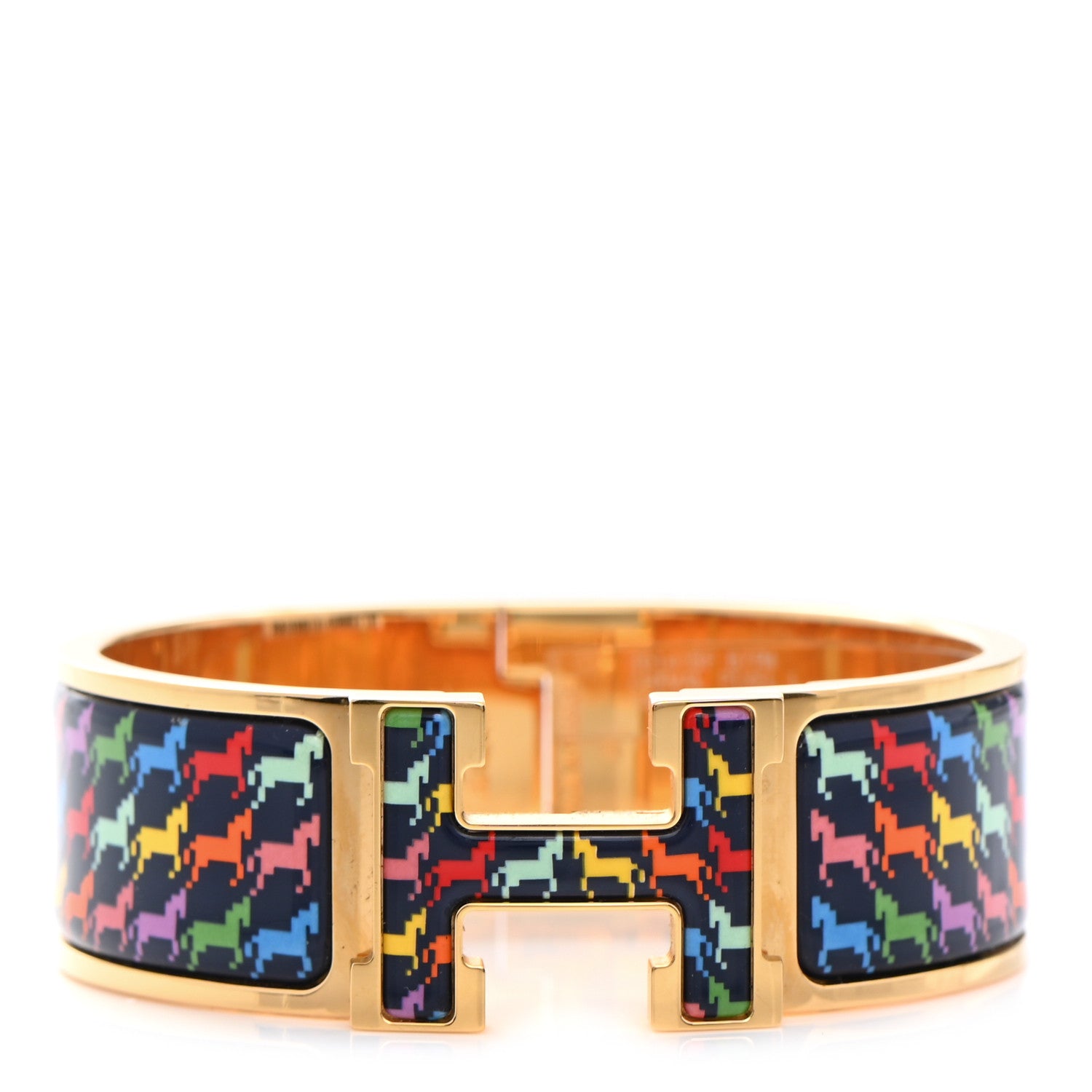 Hermes Enamel Cheval Pixel Narrow Clic Clac H Bracelet PM Indigo Multicolor 1 of 5