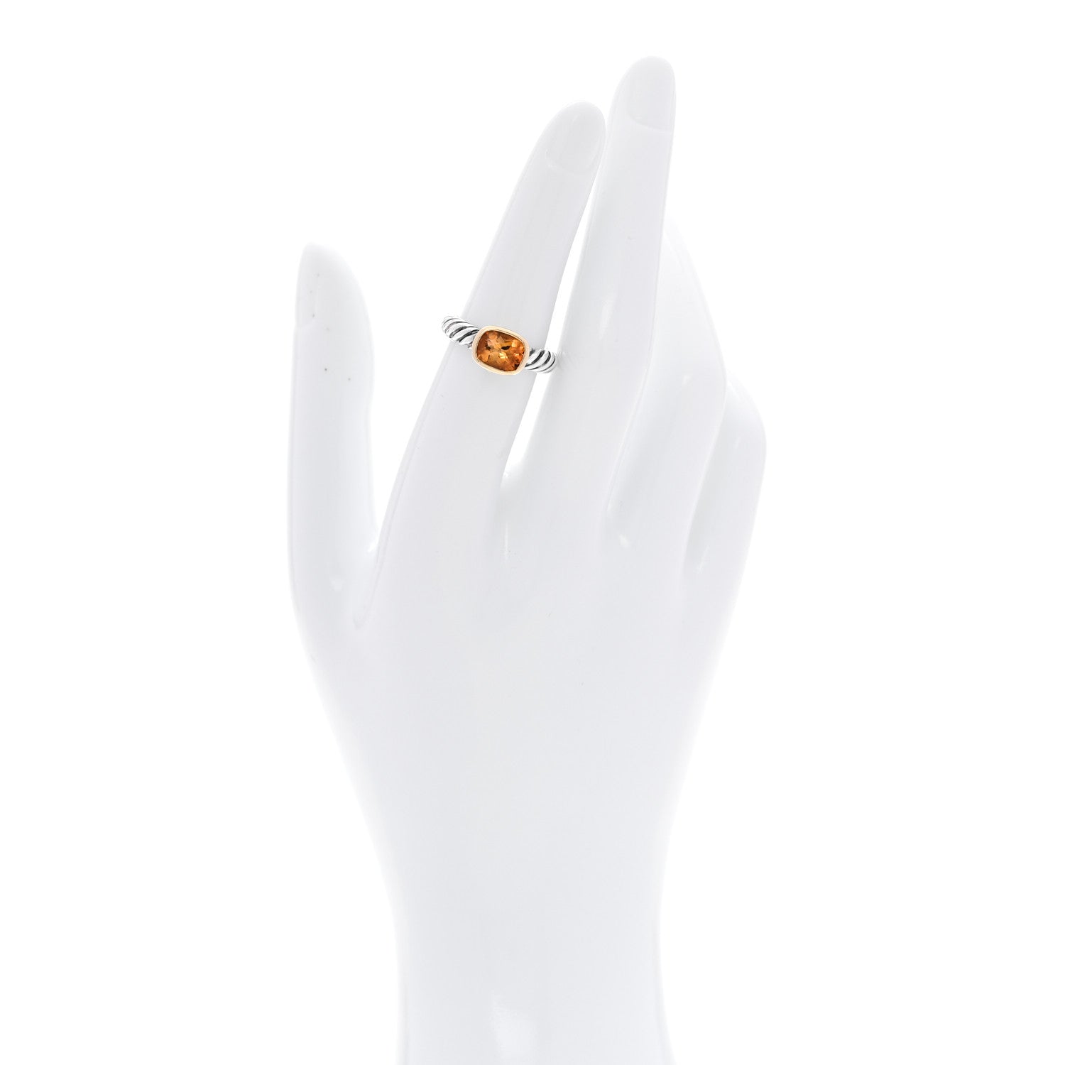 David Yurman Sterling Silver 18K Yellow Gold Citrine 8mm Noblesse Ring 52 6 2 of 6