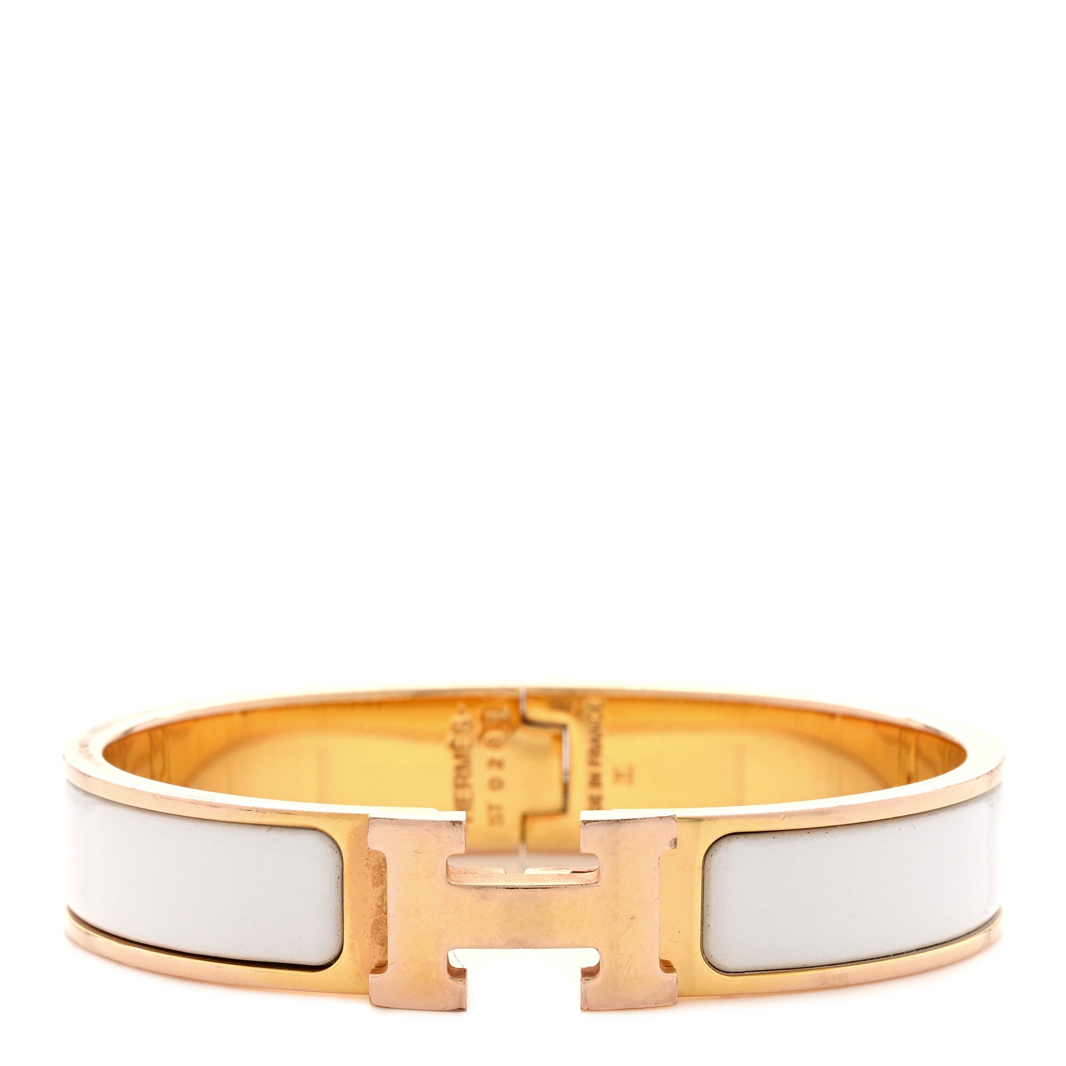 Hermes Enamel Narrow Clic Clac H Bracelet PM White 1 of 6