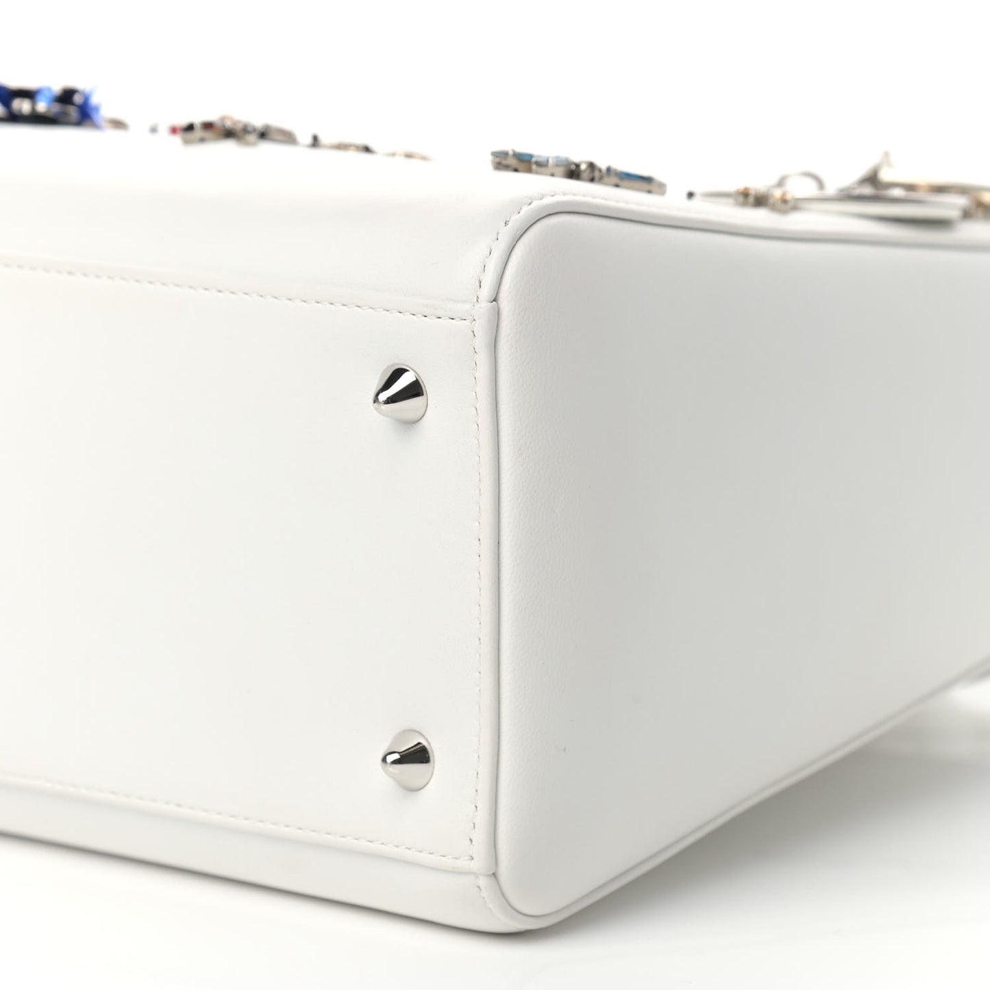 Smooth Calfskin Embellished Dragonfly Medium Lady Dior White Multicolor