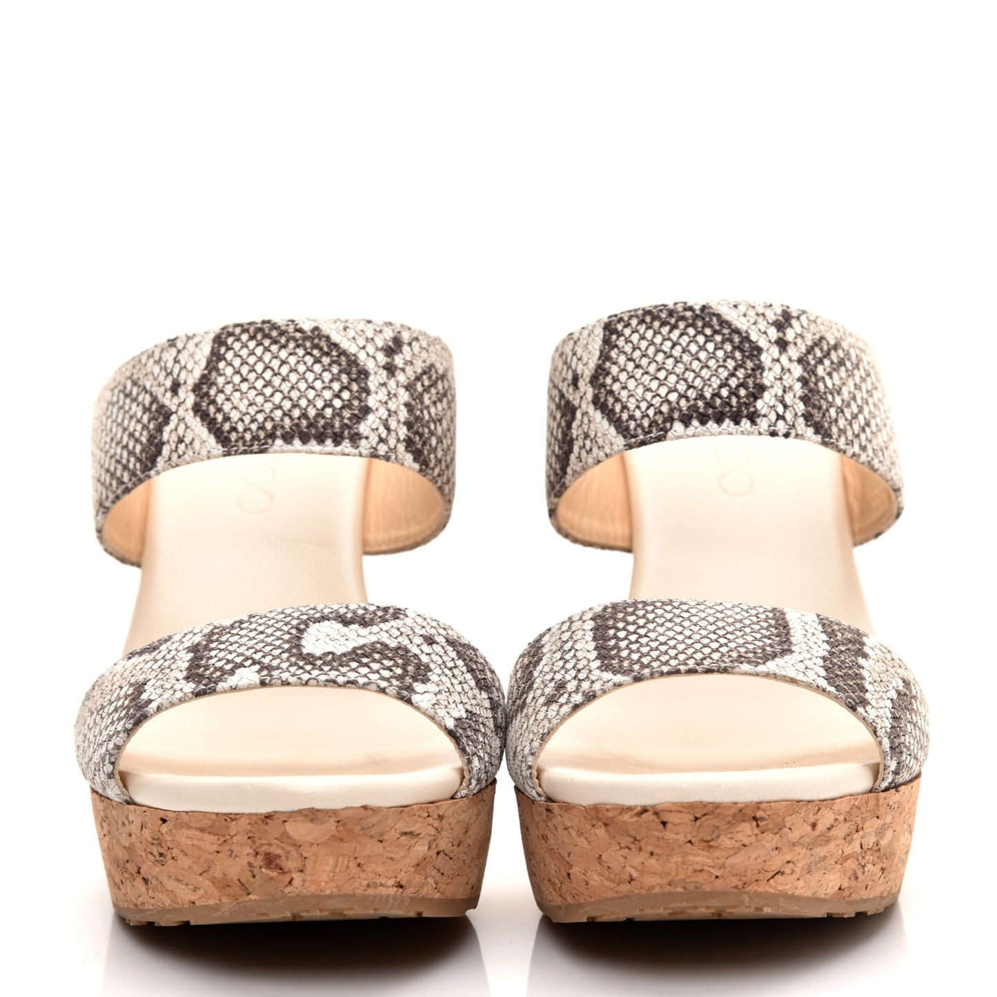 Snakeskin Cork Parker Wedge Sandals 38.5 Natural