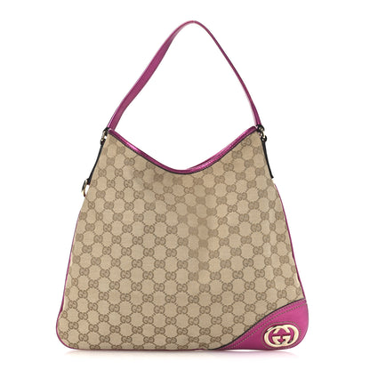 Gucci Metallic Calfskin Monogram Medium New Britt Hobo  Pink 1 of 13