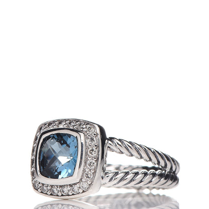 David Yurman Sterling Silver Diamond Blue Topaz 7mm Petite Albion Ring 51 5.75 3 of 5