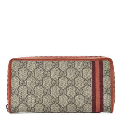 Gucci GG Supreme Monogram Web Zip Around Wallet Orange 1 of 7