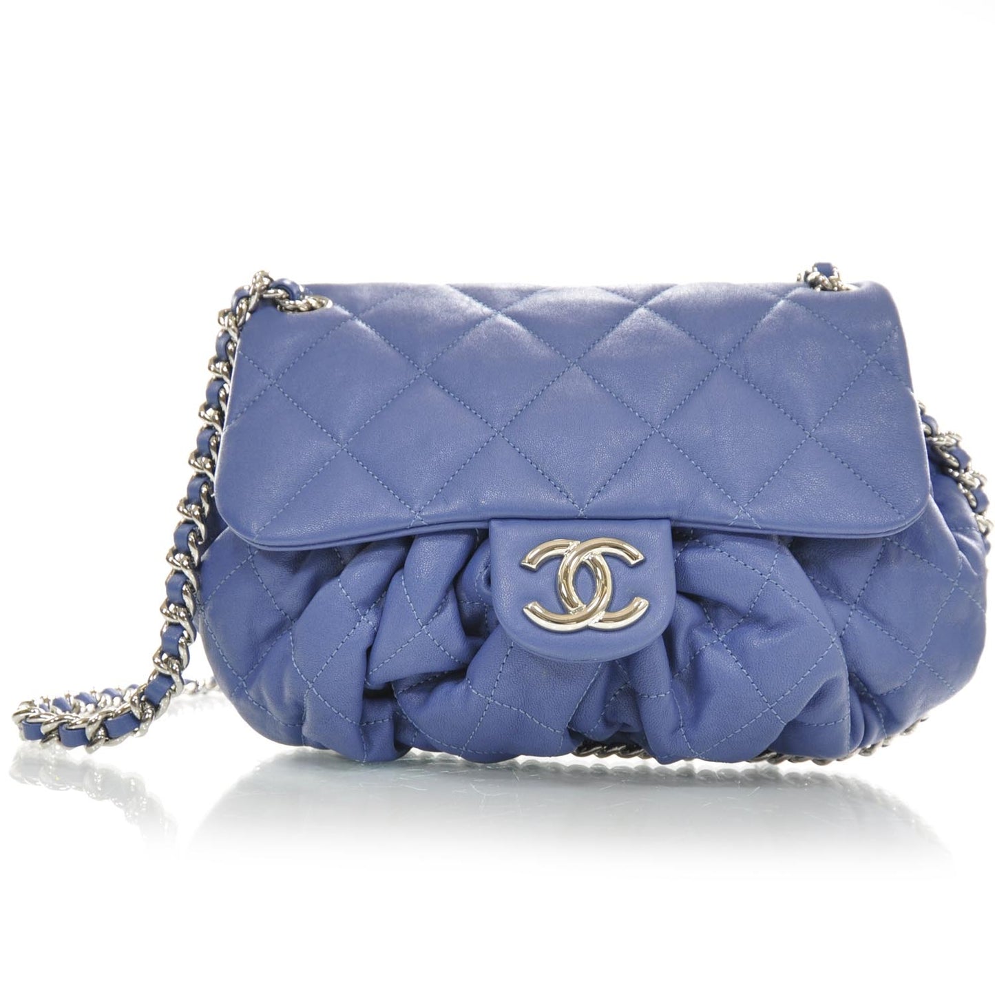 Washed Lambskin Chain Around Medium Messenger Bag Blue 12C