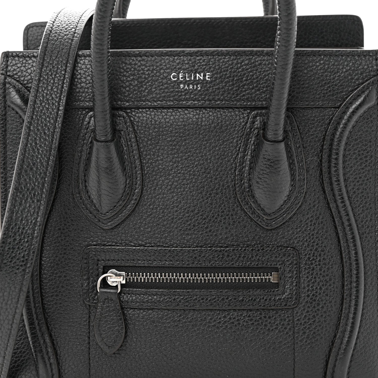 Celine Drummed Calfskin Nano Luggage Black 7 of 10
