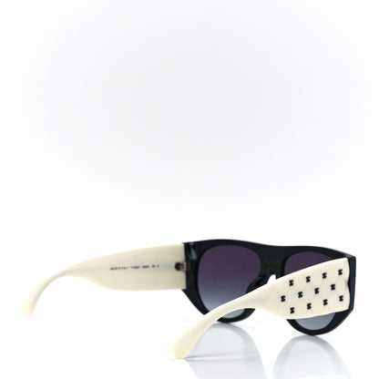 Chanel Acetate Quilted CC Pilot Sunglasses 71465 White Black 4 of 8