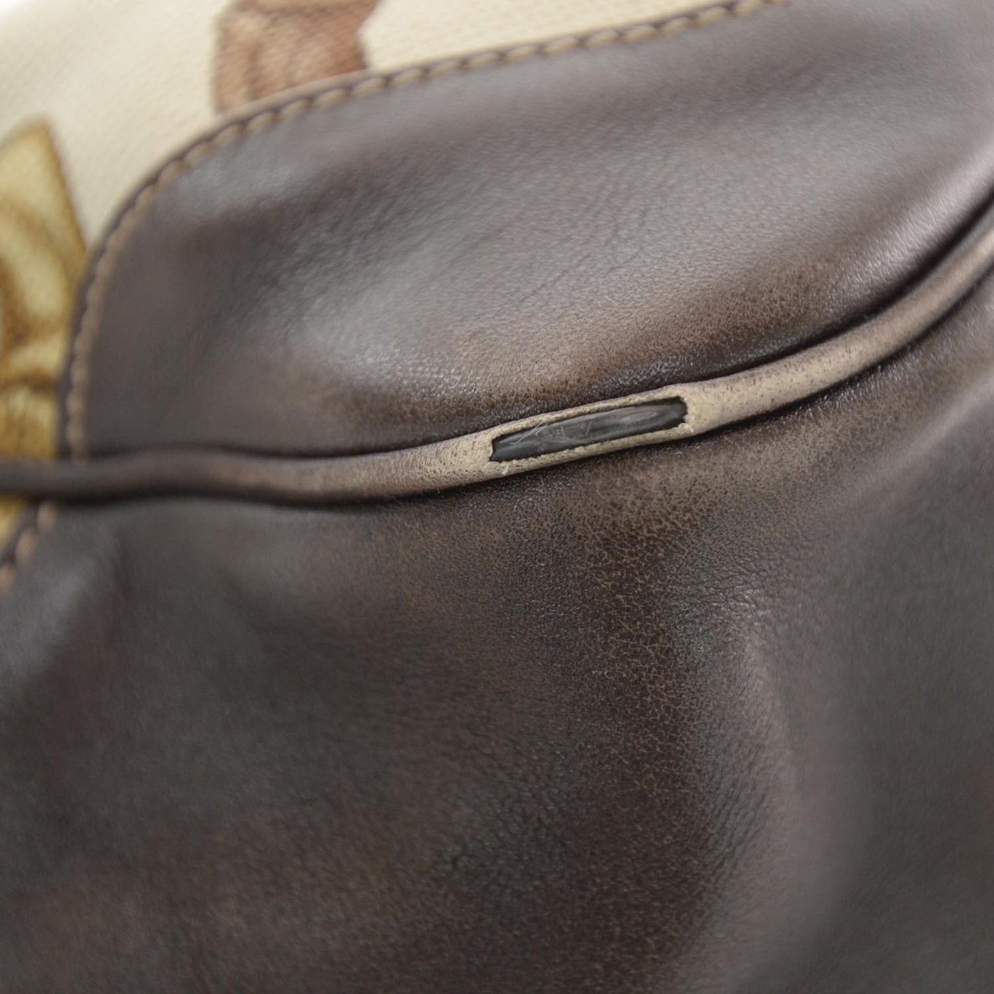 Canvas Bamboo Horsebit Print Bag