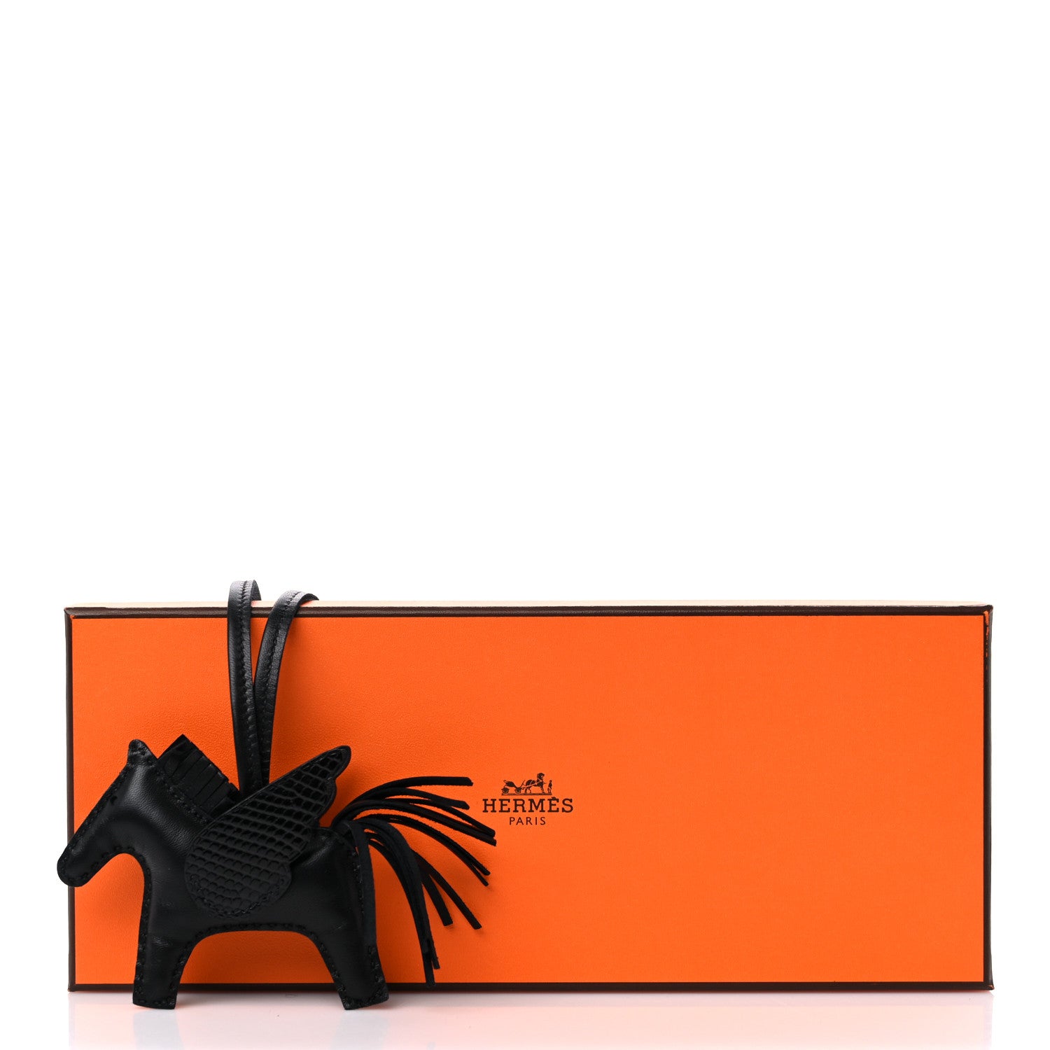 Hermes Milo Lambskin Lizard Touch Grigri Rodeo Pegase Horse Bag Charm PM So Black 5 of 5