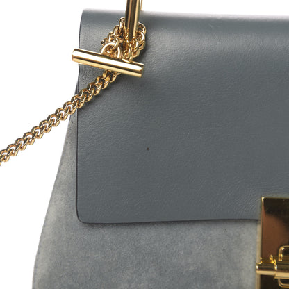 Chloe Suede Smooth Calfskin Drew Shoulder Bag Cloudy Blue 6 of 10